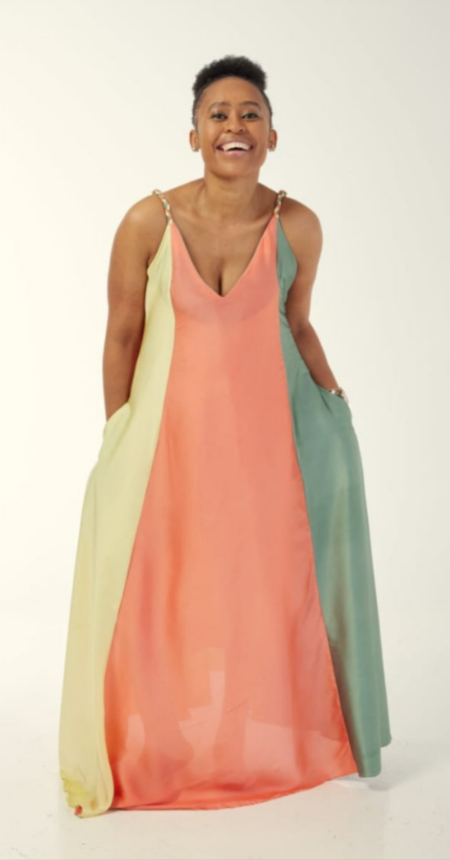 Multicolored satin dress