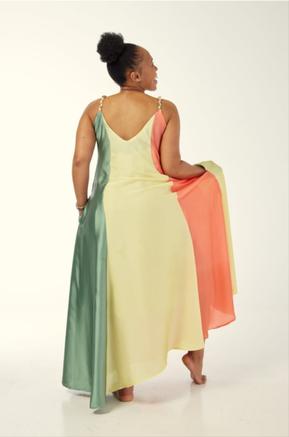 Multicolored satin dress